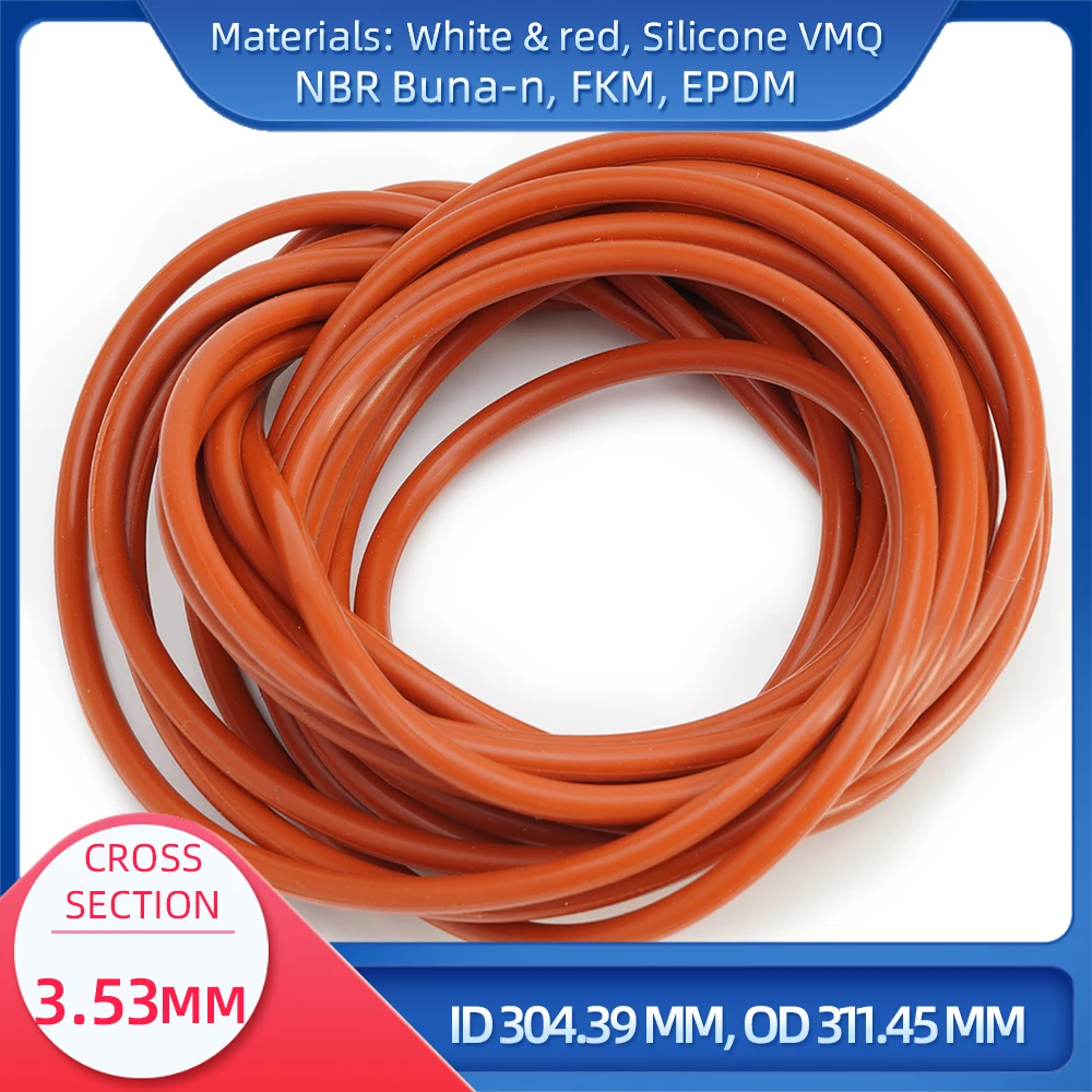 

O Ring CS 3.53 mm ID 304.39 mm OD 311.45 mm Material With Silicone VMQ NBR FKM EPDM ORing Seal Gask