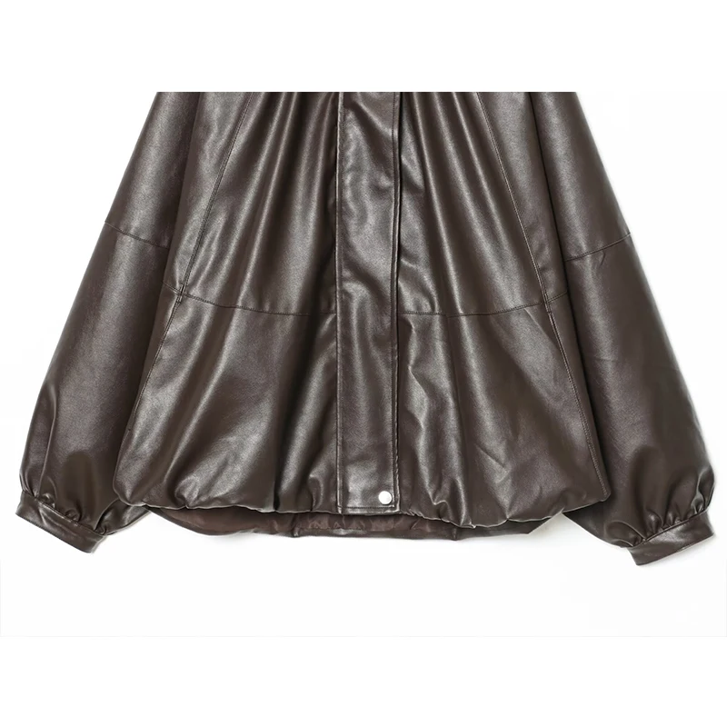 Women's Jacket Autumn 2025 New Fashion Leather Bomber Jackets For Women Long Sleeve Coat High Street Casual New Outerwear