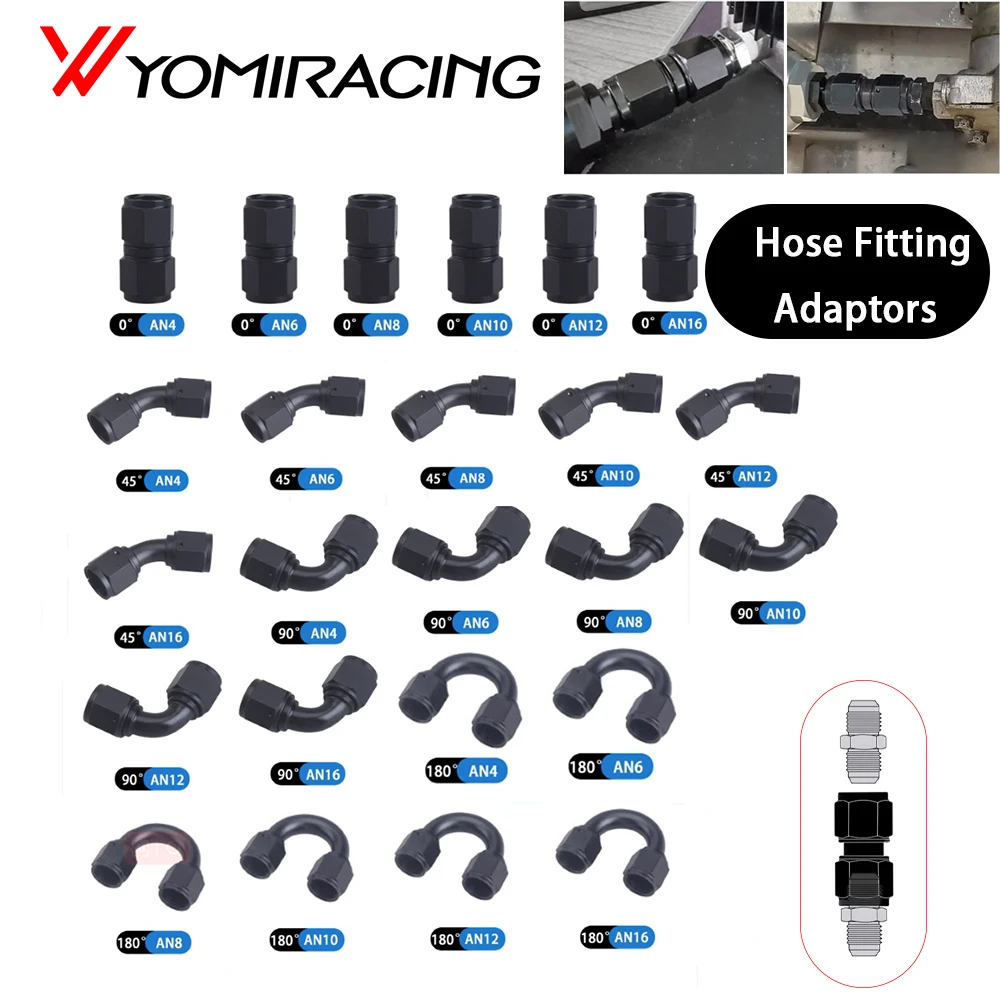 Universal 0 45 90 180 Degree AN6 AN8 AN10 Female to  AN6 AN8 AN10 Female Hydraulic hose Elbow Oil Cooler Fitting Hose Fittings