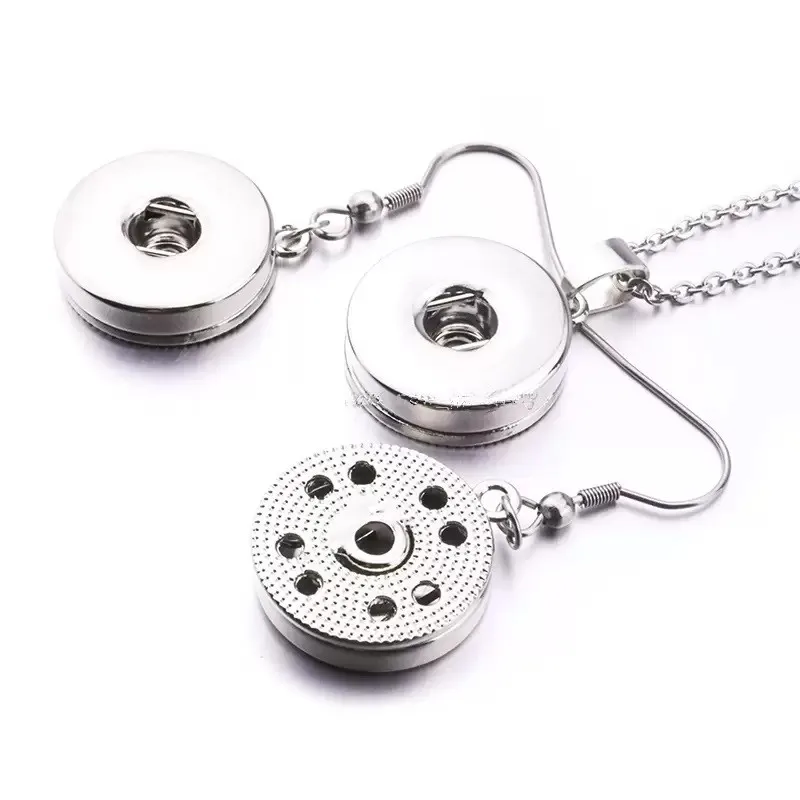 10sets Simple 12mm 18mm Snap Button Dangle Earrings Necklace Set  for Women  Snaps Jewelry