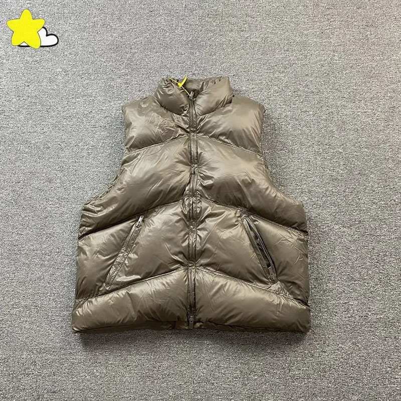 Winter Warm Casual Brown Apricot Down Vest Men Women 1:1 Best Quality Loose Outerwear Cost Sleeveless Outerwear Jacket