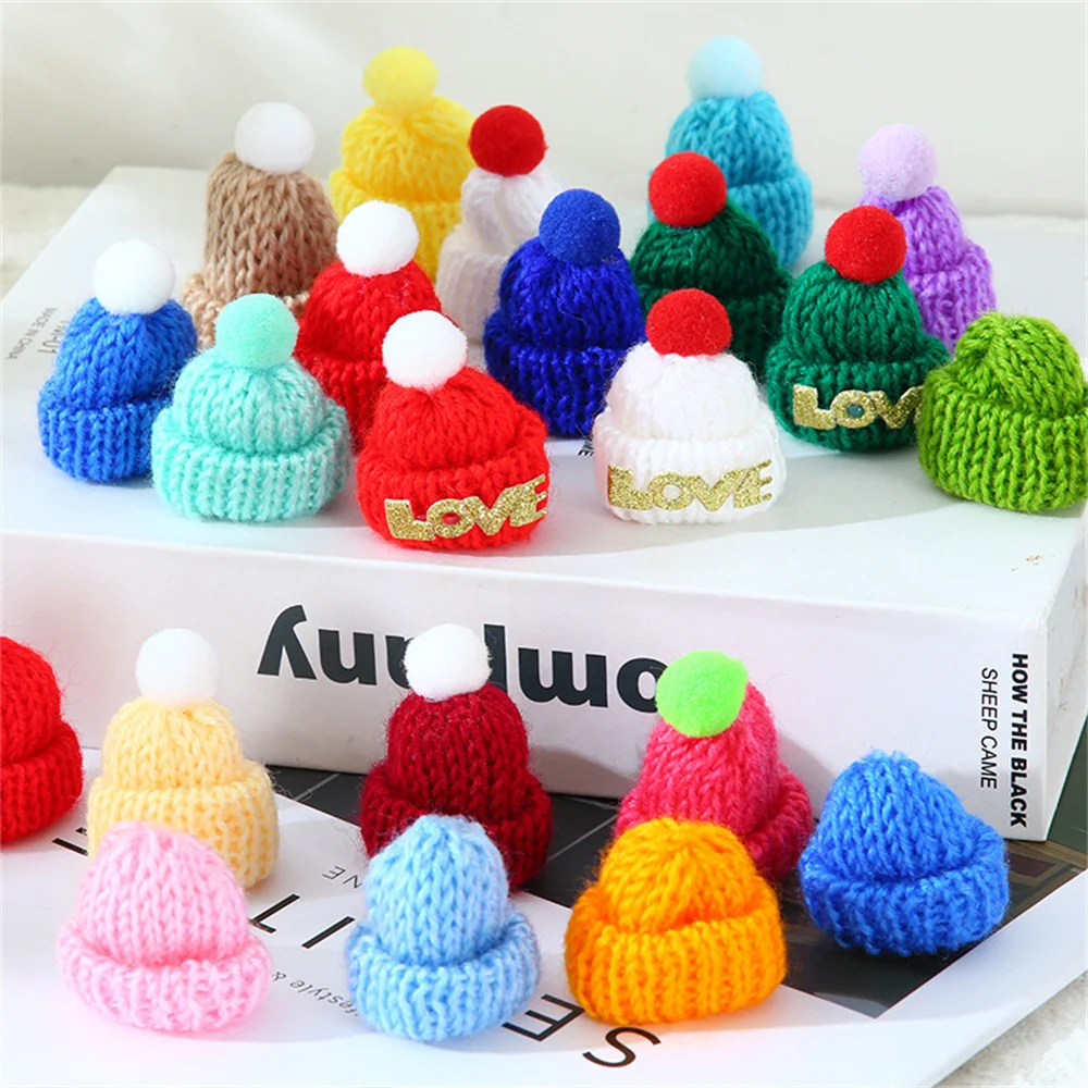Mini Christmas Knit Hats Craft Knitting Hats Doll Craft Hat Christmas Tree Ornaments Diy Knitting Doll New Year Gift 4cm christmas beanie hat