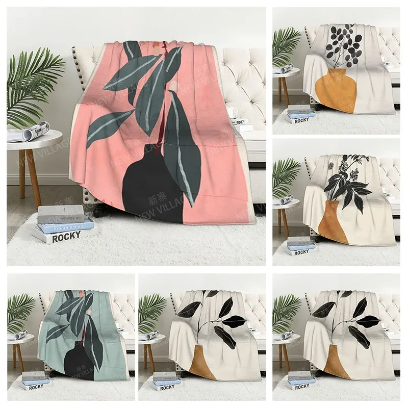

Plaid sofa for Knee blankets warm winter bed cover throw blanket Decor boho warm fleece Nordic Soft and hairy leaf plant
