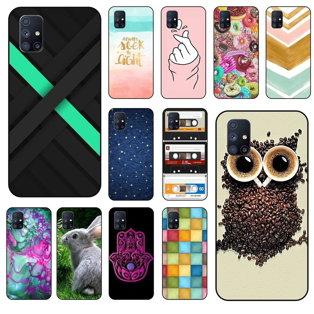 Per Samsung Galaxy M51 Freestyle Flower Custodia Per Cellulare Capa Per Galaxy M51 Black Back Fashion Cover Trend Black Cover Pretty