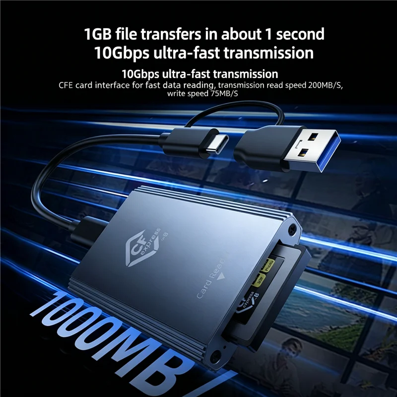 KEBIDUMEI CFexpress Type B 메모리 카드 어댑터 10Gbps 알루미늄 합금 하우징 카드 리더기 USB C To USB C/A for Windows Mac Linux
