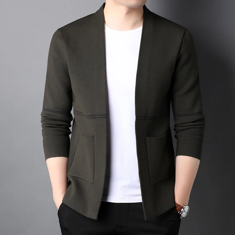 Top Grade New Autum Brand Fashion Winter Knit Japanese Street Wear Mens Cardigan Sweater Plain Casual Coats Jacket Men Clothing 3