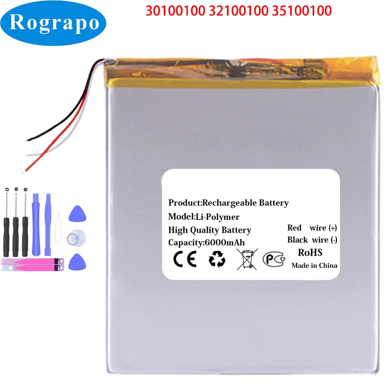30100100 32100100 35100100 6000mAh Tablet PC Battery For Dexp Ursus S190 S290 NS280 A179i 10XW Z380 NS180 8W 3G P180 LTE