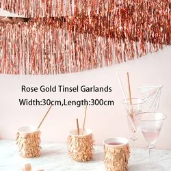 Rose Gold Paper Bunting Triangle Flags - Wedding & Party Hanging Decoration (Glitter Banner)