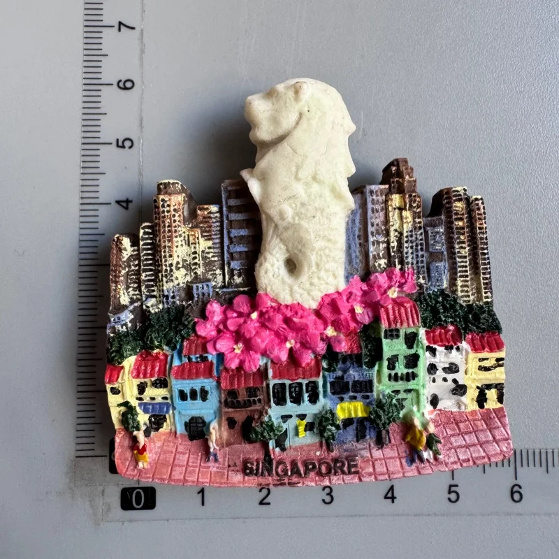 Magnete Frigorifero 3D Merlion Di Singapore | Souvenir Di Viaggio Fatto A Mano In Metallo | Regalo Originale