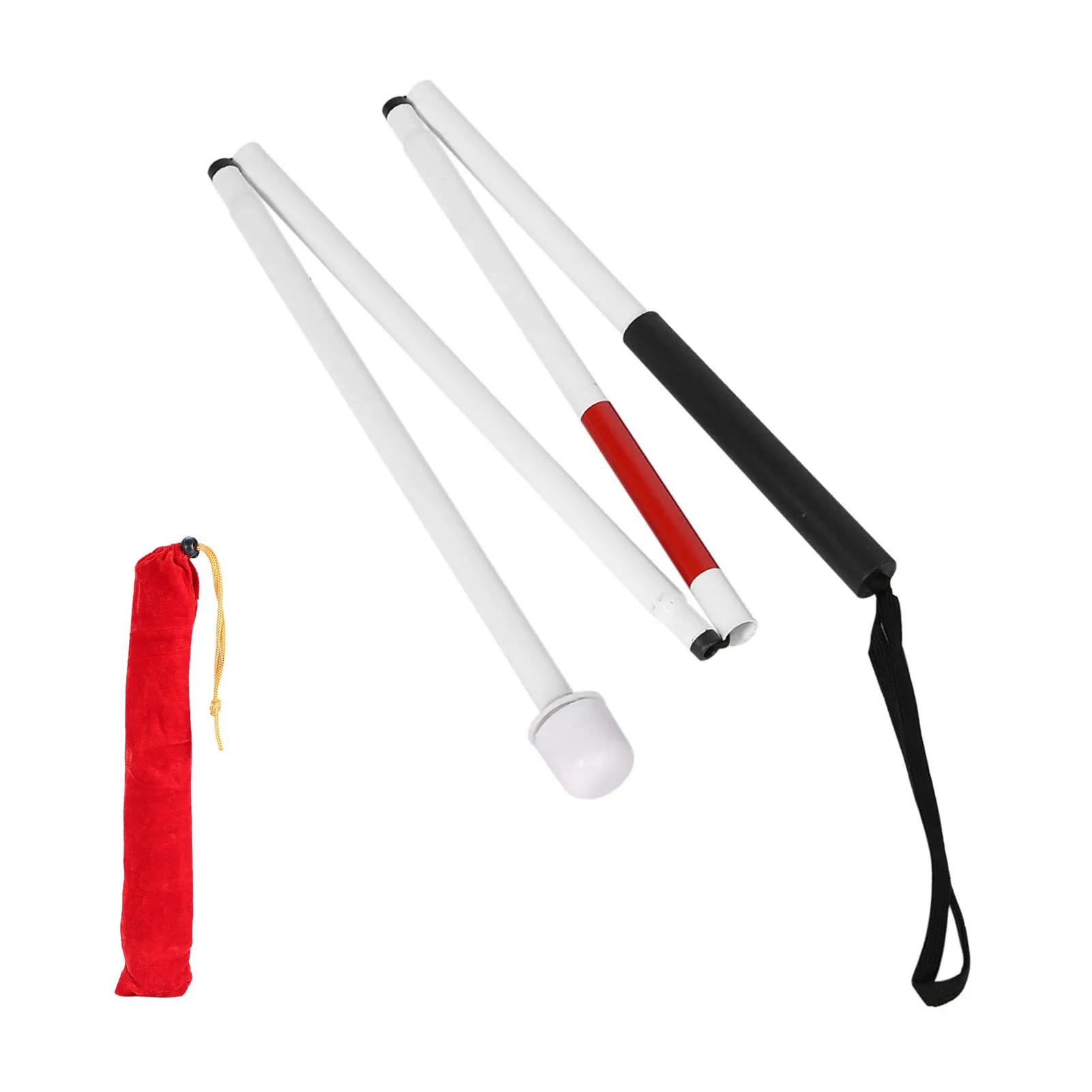 1pcs 127cm 4-Sections Aluminum Alloy Folding Cane Walking Stick with Rolling Tip For The Blind Guide Stick Guide Rod
