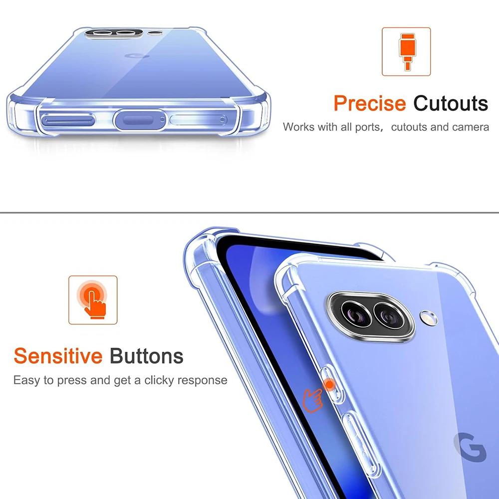 Shockproof Transparent Silicone Soft Case - Ultra Thin Clear Back Cover TPU Shell