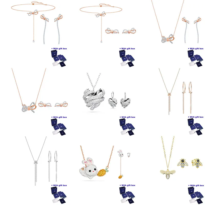 

High Quality Jewelry Fashion Necklace Stud Earrings Set Fashion Women Jewelry, Beautiful Gift Box Free Shipping