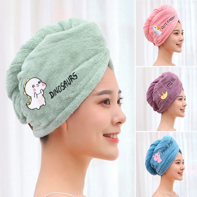 

Women's Embroidery Shower Hat Head Wrap Microfibre Quick-Drying Hair Towel Bath Hat