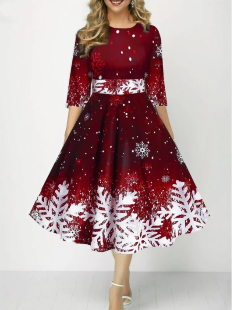 Ocean Plus Vestido De Mujer Falda De Navidad Con Impresión Digital