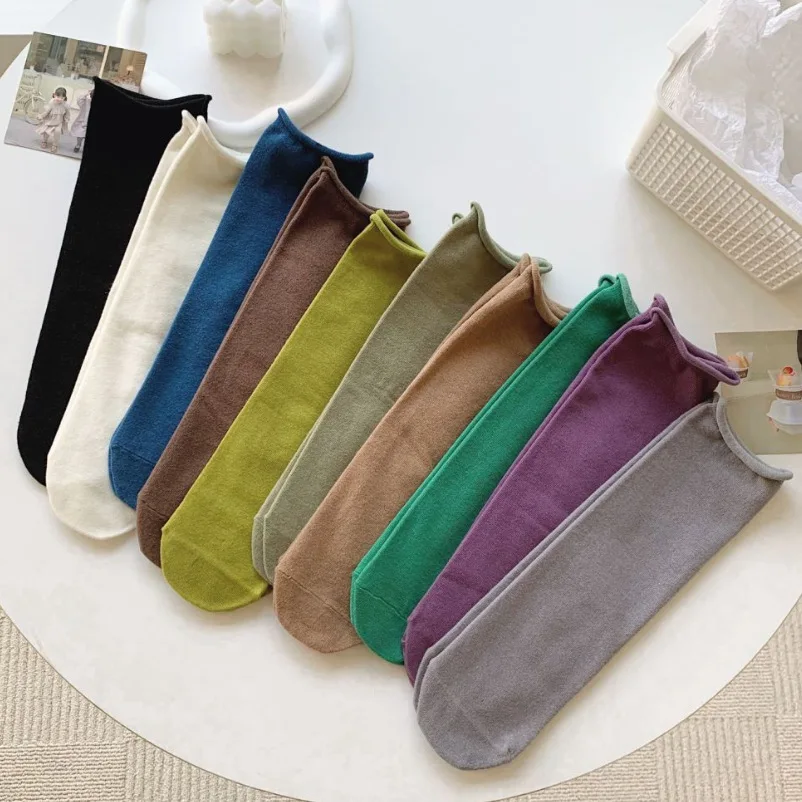 

Носки женские хлопковые в японском стиле, модные однотонные свободные длинные, винтажная уличная одежда в стиле Харадзюку, карамельные цвета