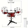 Kids Drum Set Musical Toy Drum Kit for Toddlers Jazz Drum Set with Stool, 2 Drum Sticks, Cymbal and 5 Drums Musical Instruments 2