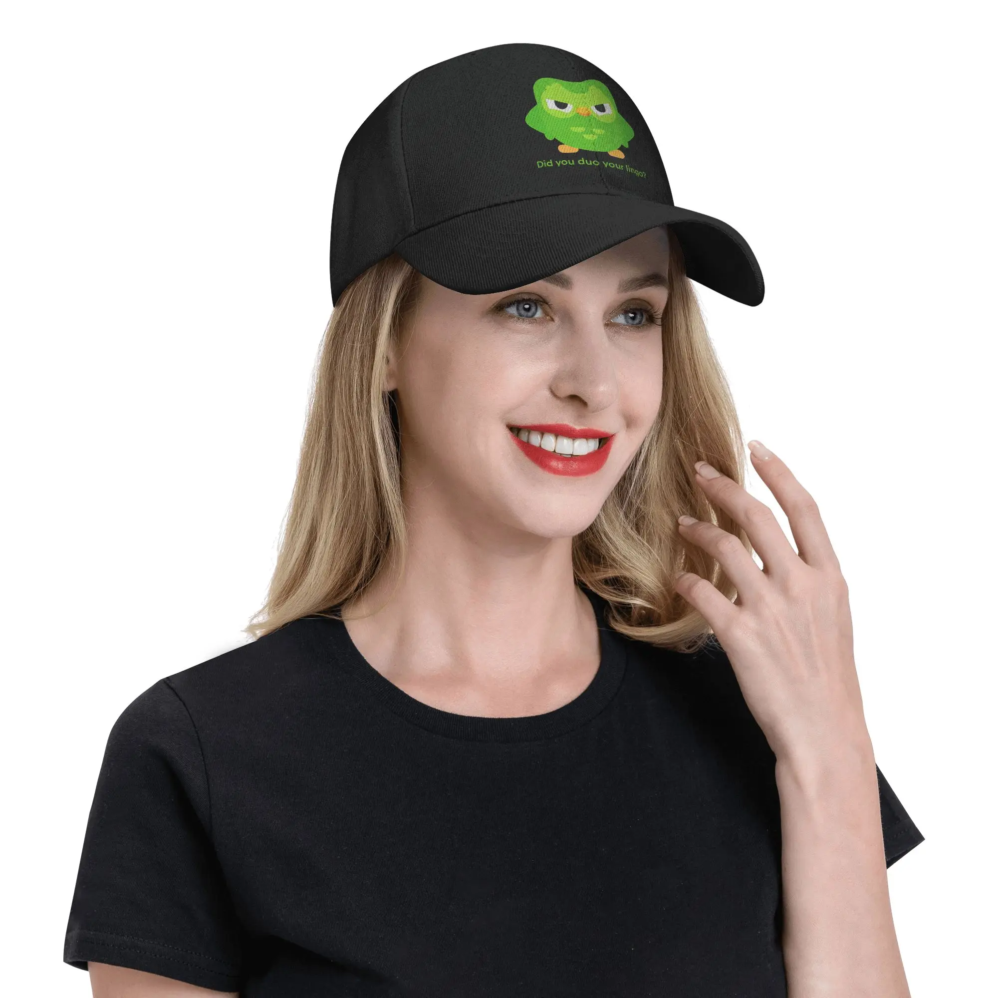 No hablo Duolingo Owl Duo Baseball Cap y2k Lustige Trucker-Mütze Sommer Herren Damen Laufmütze Hippie Baseball Caps – Detail 4