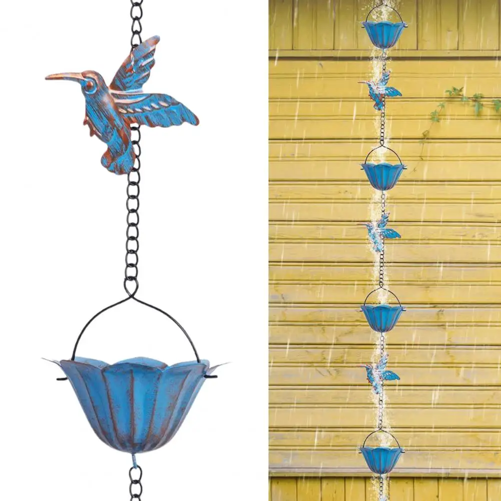 240cm Rain Chain Hummingbird Hanging Rain Catcher Bell Garden Decor Replacement Parts Downspout For Patio Yard Gutters Colonnade