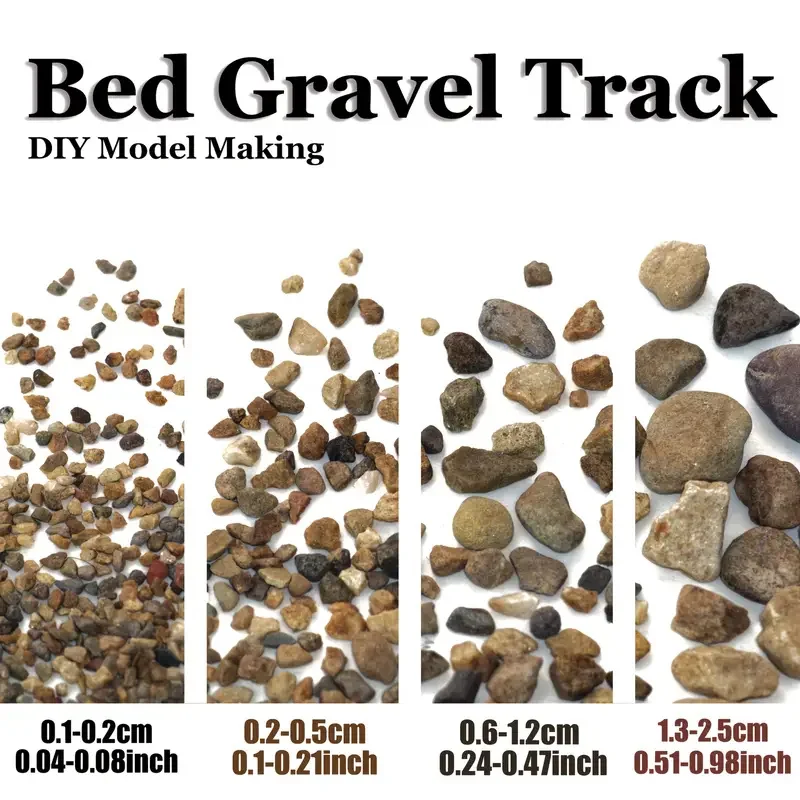 50g/봉투 0.1-2.5cm 시뮬레이션 철도궤도 자갈 미니 자갈돌 모형 기차 디오라마 풍경 조립 용품