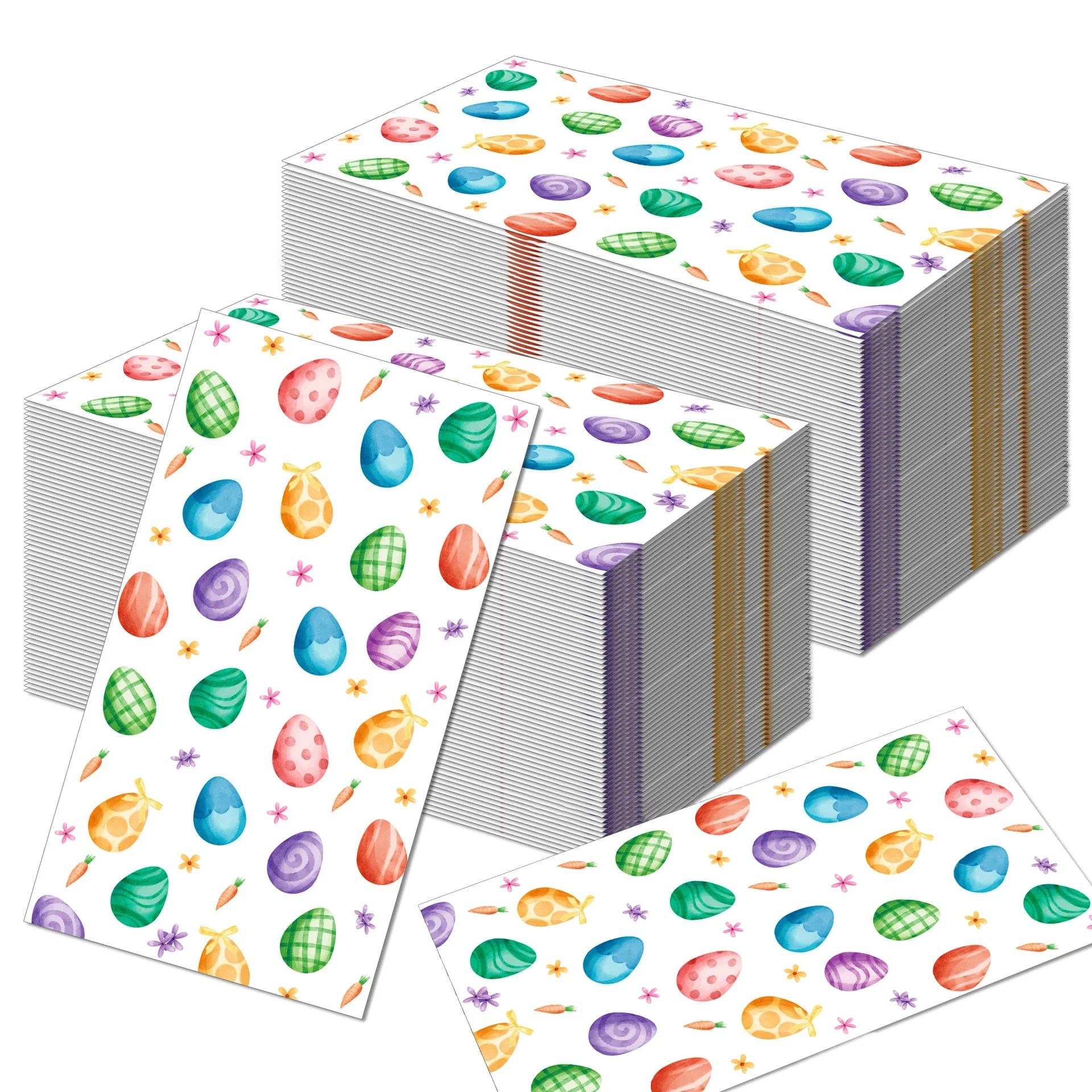 100PCS Easter Long Paper Napkins 2-Ply Disposable Easter Egg Paper Towels For Spring Holiday Party Table Decoration