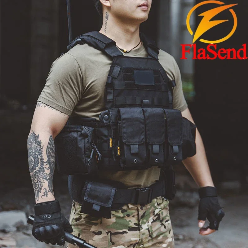 

Tactical Vest Men's Multi functional Lightweight Training Bag-Vest Black Outdoor CS Field Equipment Adjustable Body Armor