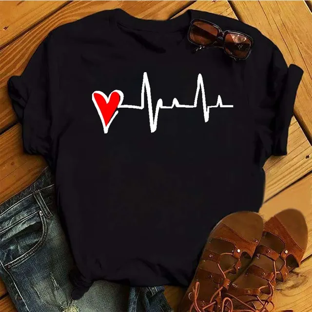 Than Heart Women's T-shirt Harajuku Love T Shirt Women Fashion Ladies Black Graphic T Shirts Women 2022 New Summer Femme Clothes JB396