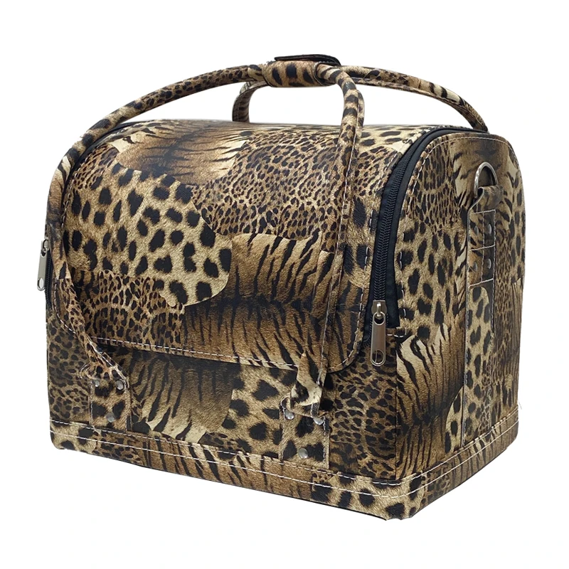 2023 New Leopard Print Large Capacity Cosmetic Bag Waterproof PU Leather Inner Box Detachable Travel Beauty Makeup Case