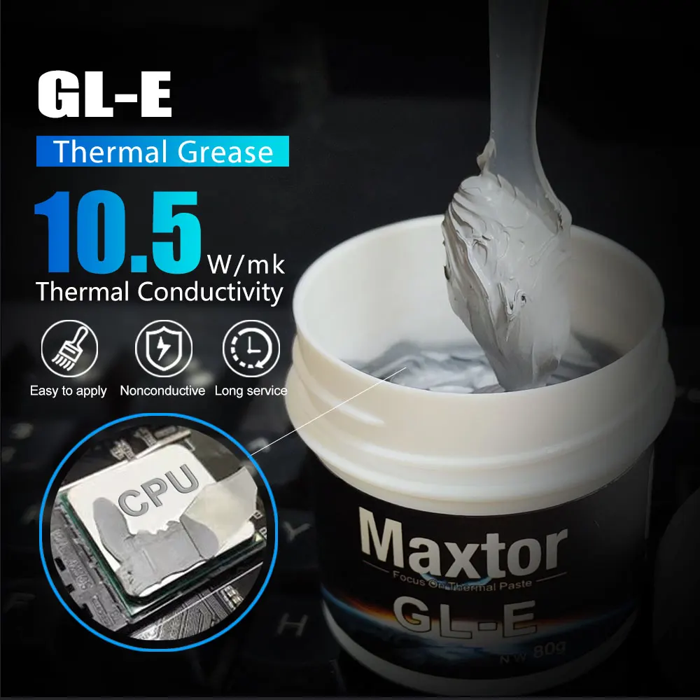 Maxtor GLE 열 페이스트 10.5W/m-k PC CPU GPU PS4 컴퓨터 MCU 장비 게임 박스 쿨러 팬 열 그리스