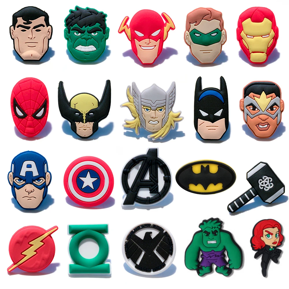 

MINISO Marvel Superheroes Shoe Charms PVC Accessories DIY Cartoon Shoe Decoration For Clog Sandal Kids X-mas Gifts Wholesale