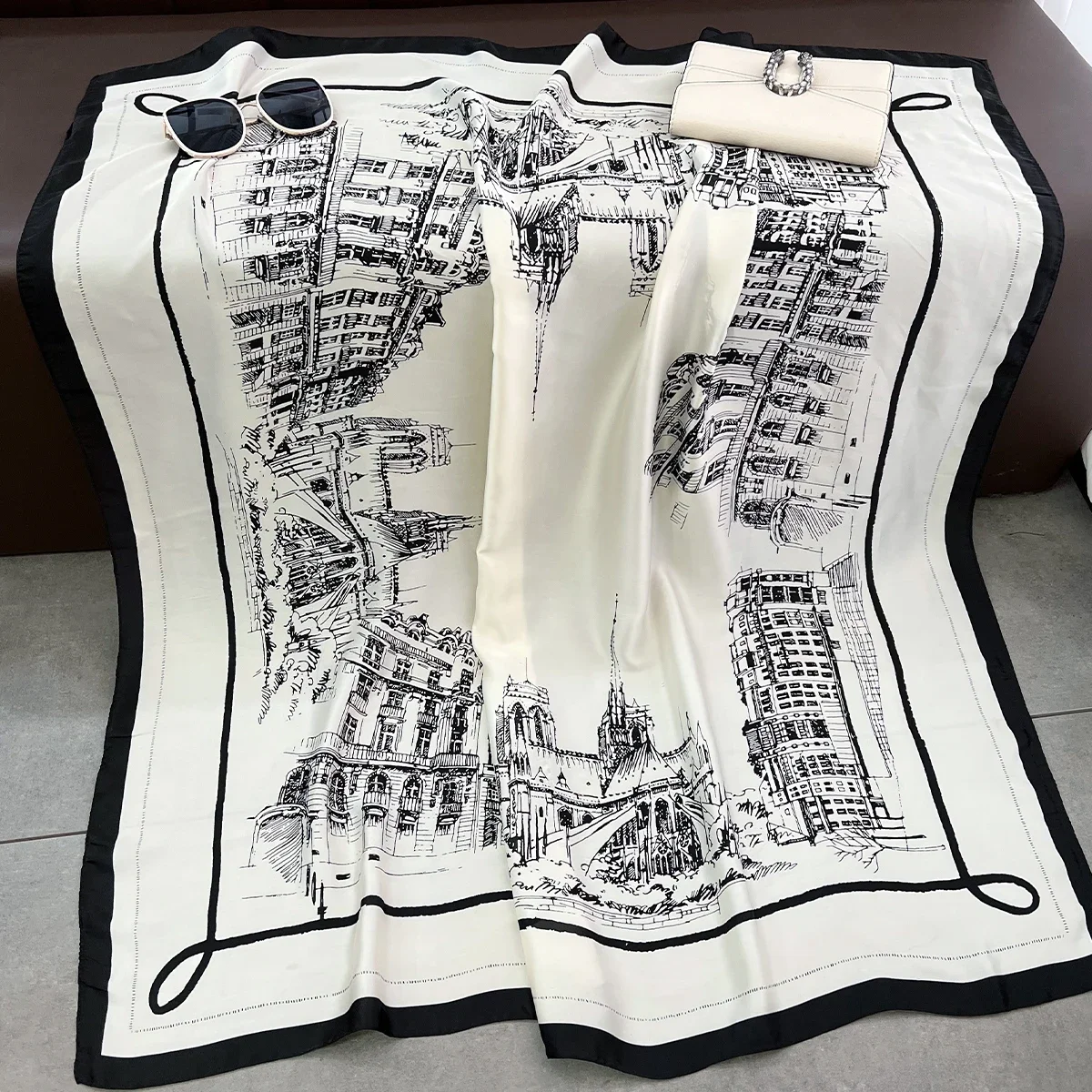 spring Autumn New Fashion Silk Scarf Women Outdoor Windproof Large Square Scarf Beach Long Soft Sunscreen Lady 110cm