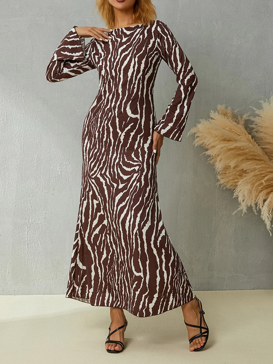 AutumnWomenLeisureStyleZebraPrintLongSleeveFlaredCuffRound