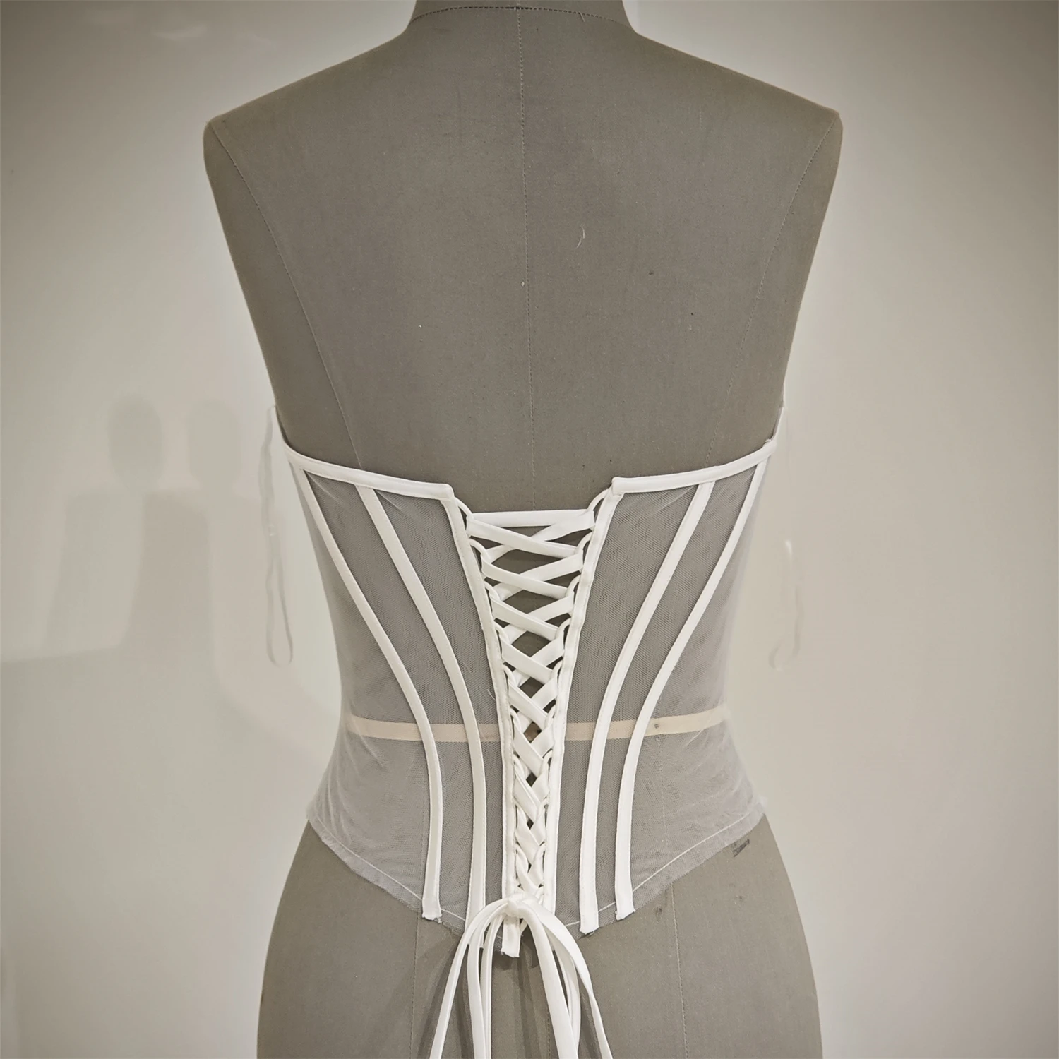 Custom Made Women Sexy Illusion Corset Tulle With Bones