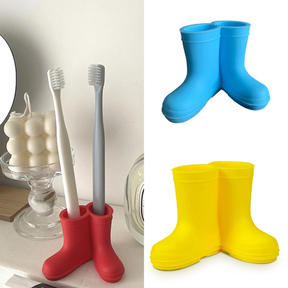 

Creative Toothbrush Holder Mini Rain Shoes Cartoon Cute Silicone Rain Boots Holder Toothbrush Stand Pencil Pen Organize Tools