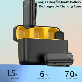 Microfono lavalier wireless per telefoni cellulari Mini microfono di tipo C con custodia di ricarica con cancellazione del rumore per incertioni di riunioni
