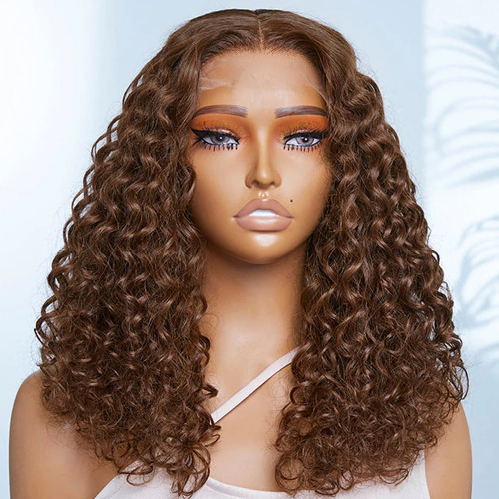 250% Density Bruine Kleur Water Wave Lace Frontale Pruik Voor Vrouwen 13x4 Hd Lace Wig Lijmloze Indiase Maagdelijke Haar Sluiting Pruik_voghion.com