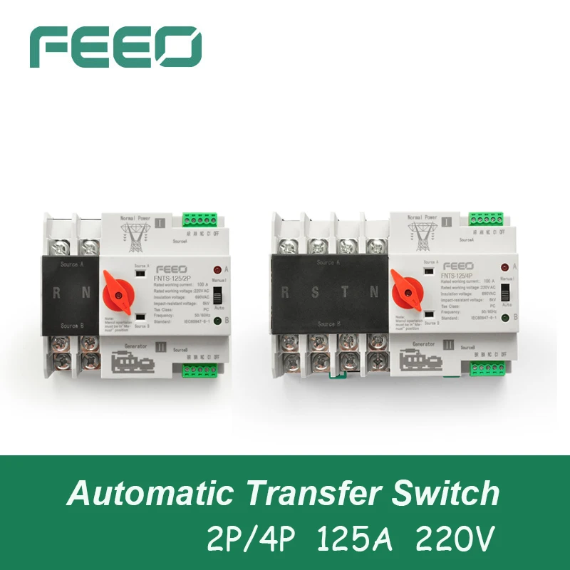 Feeo-interruptor de Transferência Automática de Trilho Din Novo tipo Mudança Doméstico Universal Mcb Mini W2r Ats 220v