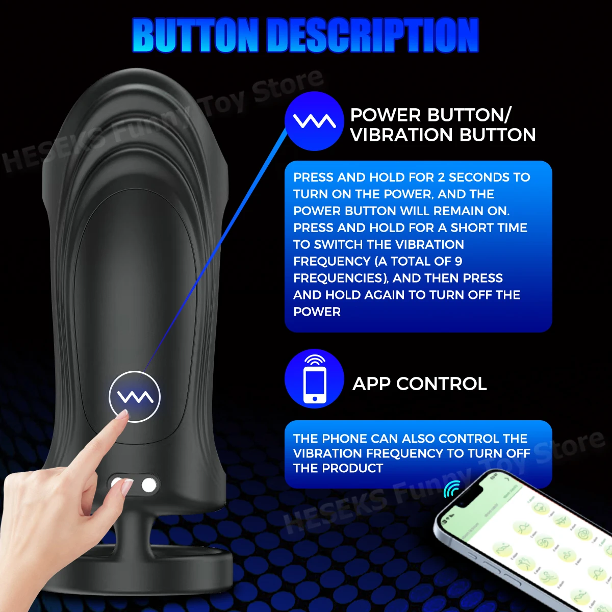 HESEKS Vibrating Cock Ring Wearable Vibrator APP Control Silicone Stretchy Penis 3 Rings for G spot Stimulator Sex Toys for Men