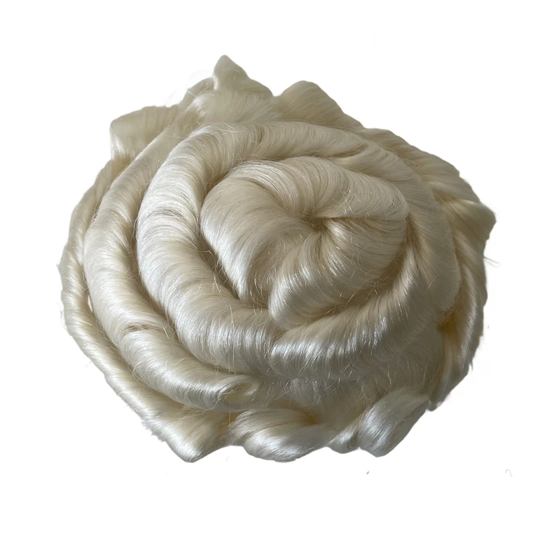 Malaysian Virgin Human Hair Replacement Platinum Color 60RY Knots PU Toupee 8x10 Full Thin Skin Unit for White Men