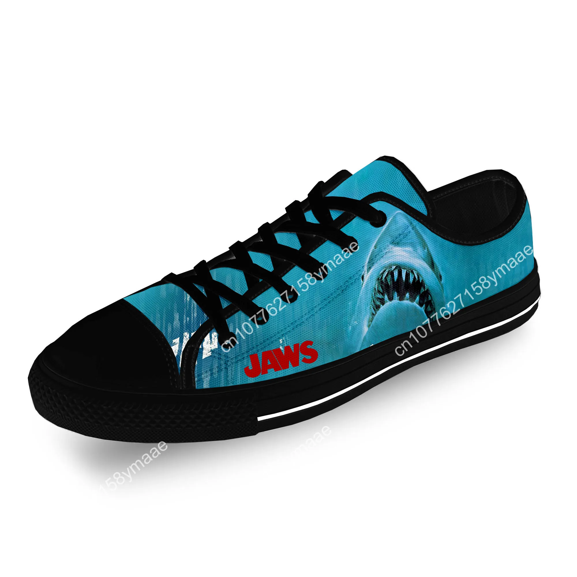 Jaws Movie Shark Horror Casual Funny Cloth 3D Print Low Top Canvas Fashion Shoes Men Women Lightweight Breathable Sneakers