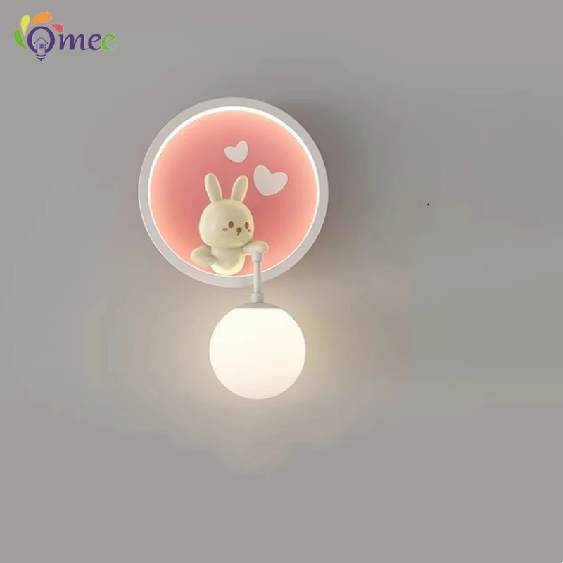 Cute Girl Wall Lamps LED Pink Children's Room Princess Room Bedside Lamp Modern Warm baby Room Nursery Girl Bedroom Wall Lights