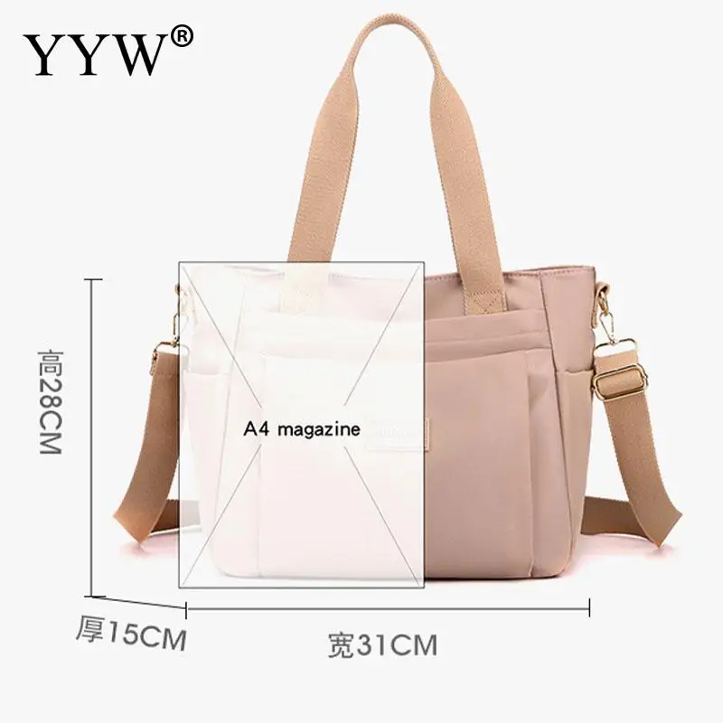 Large Capacity Tote Bags Women's Simple Casual Nylon Fabric Handbag Versatile Waterproof Oxford Single Shoulder Commuting Bag