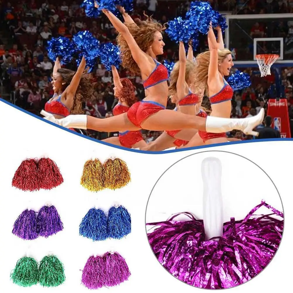 2PCS Handheld Pompom Cheerleader Dance Holding Flowers Accessories Party Gadget Decor Pom Club Cheer Cheerleading U9N4