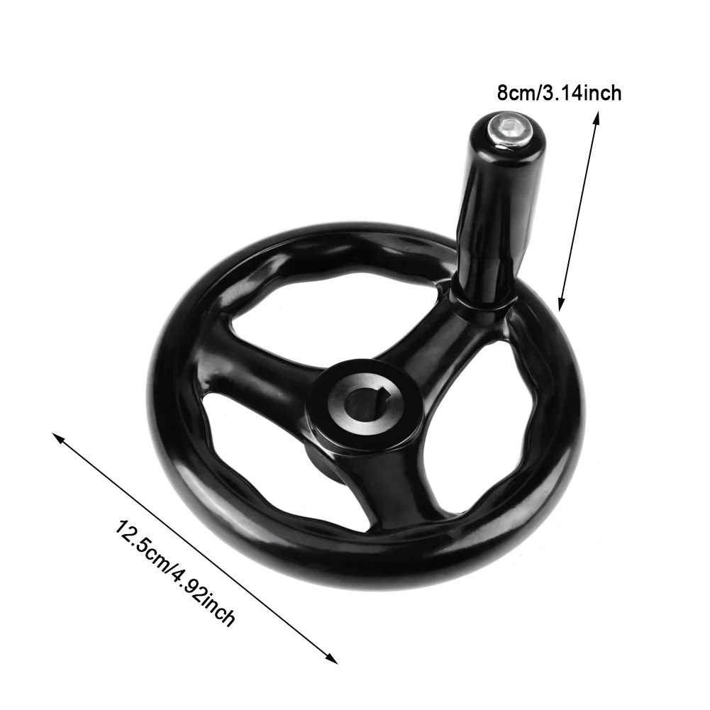 CNC Handwheel 3 Spoke Plastic 100/125/200mm CNC 3D Printer Milling Machine Lathe Handwheel Wavy Round Spoked Hand Wheel With Revolving Handle