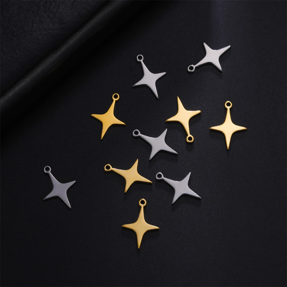 5 Stück Edelstahl Vierzackiger Stern Tiny Charms Anhänger für Schmuckherstellung Halskette Armband Ohrringe Zubehör DIY Geschenke – Detail 9