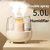XImi New 5L large capacity humidifier usb double fog spray low noise home bedroom office night light essential oil diffuser 1