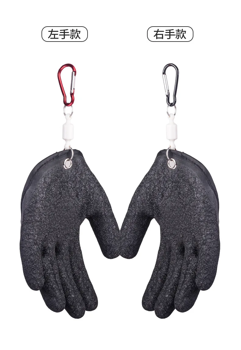 Description Picture 6 of itemMagnetic buckle thickened anti slip fish catching latex gloves, Anti puncture waterproof marine fishing gloves