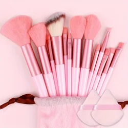 Premium 13 - Piece Synthetic Makeup Brush Set (PINK with bag)