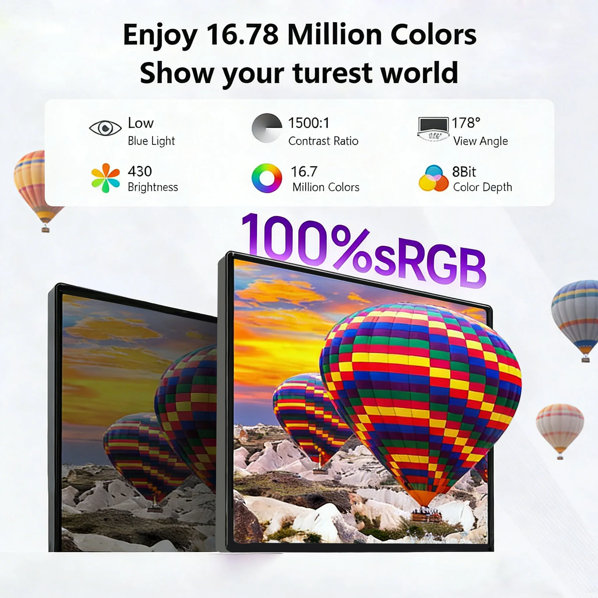 14.2인치 터치식 휴대용 모니터 QHD 2.5k 로우 블루 HDR 보조 PC 화면 10포인트 터치스크린 모니터 (스피커 내장)