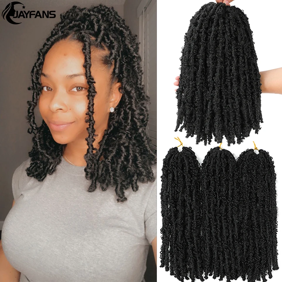 Butterfly Locs Crochet Hair 12 14 inch Pre-twisted Synthetic Distressed Bob Faux Locs Crochet Braids Pre-looped for Black Women 4