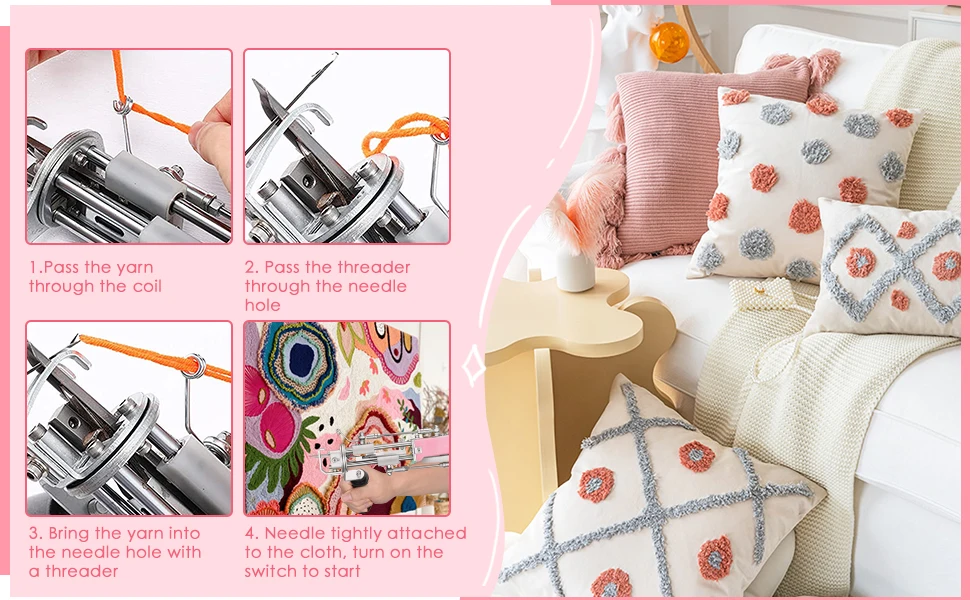 Tufting Gun Cut Pile and Loop Pile 2-in-1 Electric Rug Gun Machine Starter Kit für Tufting Lover ﻿ – Detail 1